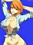 1girl 1girl 1girl alternate_breast_size atlus bare_legs big_breasts breasts cleavage edit female_only looking_at_viewer megami_tensei naked_from_the_waist_down persona persona_3 sowilo third-party_edit yukari_takeba