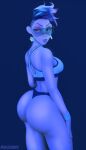  1girl 1girl ass blue_eyes blue_hair blue_lipstick blue_skin bubble_butt disney dr._dizorder earrings eyebrows eyelashes female_only glasses looking_back ralph_breaks_the_internet sexy_ass sexy_body sports_bra sunglasses wreck-it_ralph yesss 