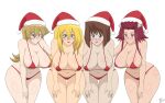 4girls akiza_izinski alexis_rhodes big_breasts bikini black_magician_girl blonde_hair blue_eyes brown_hair christmas christmas_outfit dark_magician_girl duel_monster female_duel_monster green_eyes izayoi_aki k7venger konami magenta_hair mazaki_anzu red_hair santa_hat shounen_jump tea_gardner teenage_girl teenager tenjouin_asuka time_paradox yu-gi-oh! yu-gi-oh!_5d's yu-gi-oh!_duel_monsters yu-gi-oh!_duel_monsters_gx yu-gi-oh!_gx