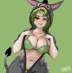  1girl animal_hood animal_tail artist_name artist_signature big_breasts big_chest bra brown_eyes burrita colombian donkey donkey_girl donkey_hood donkey_tail female_focus female_only fingerless_gloves green_bra green_nails green_panties grin hand_over_breast hispanic hispanic_virtual_youtuber indie_virtual_youtuber latam_virtual_youtuber light-skinned_female light_skin mulyshav one_eye_closed panties ryumi ryumivt short_hair signature smile solo_female tongue_out twitch twitch.tv virtual_youtuber vtuber yellow_eyes youtube youtube_hispanic zipper zipper_down 