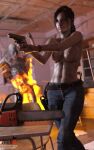 10:16 3d 3d_(artwork) 4k bare_shoulders belly belly_button belt braless breasts breasts breasts brown_hair brunette burning chainsaw claire_redfield claire_redfield_(jordan_mcewen) closed_mouth denim_jeans dirt dirty dirty_face dirty_skin erect_nipples female_focus fire fit_female flame gun gun_holster handgun horror indoors jeans long_hair medium_breasts nipples open_eyes partially_clothed patreon patreon_username ponytail resident_evil resident_evil_2_remake room roosterart shoulders standing subscribestar subscribestar_username topless topless_female video_game video_game_character video_game_franchise weapon zombie