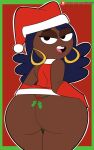  1girl ass ass_cleavage big_ass blue_hair bubble_ass bubble_butt butt_crack christmas codykins123 dark-skinned_female dark_skin dat_ass earring female_only large_ass linda_moog looking_at_viewer milf mistletoe science! seductive seductive_eyes seductive_look seductive_pose sexy sexy_ass sexy_body sexy_pose solo_female syfy thick_ass thick_thighs wide_hips 