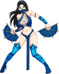  1girl alluring big_breasts black_hair brown_eyes cleavage fans_(weapon) kitana luffysan9 mortal_kombat_4 mortal_kombat_armageddon mortal_kombat_deadly_alliance mortal_kombat_deception mortal_kombat_ii ultimate_mortal_kombat_3 