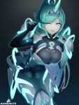 1girl absurd_res alluring big_breasts breasts green_eyes green_hair high_res long_hair pneuma_(xenoblade) ponytail very_long_hair xenoblade_(series) xenoblade_chronicles_2 zambonito