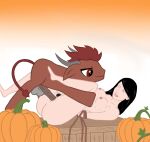  1boy 1girl beastiality bondage demon_pony feral feral_penetrating_human field halloween horns human human_penetrated interspecies_domination mlp_oc my_little_pony naked_female night nude nude_female oc original_character outside pony pumpkin simple_background vaginal_penetration vines 