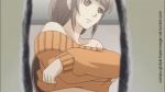 1_girl 1girl anime bare_shoulders big_breasts bouncing_breasts breasts brown_eyes brown_hair cleavage collarbone ecchi female gif hentai ikuno_emiru large_breasts long_hair mirror naked_sweater neck nipples nozoki_ana ribbed_sweater serious solo sweater undressing