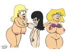 1girl 3_girls baryl belly big_breasts big_breasts big_breasts big_nipples big_thighs black_hair blonde_hair breasts curvy female_only gigantic_breasts huge_breasts large_areolae leni_loud long_breasts lori_loud maggie maggie_(the_loud_house) nipples nude nude stomach straight_hair the_loud_house thick_thighs thighs white_background