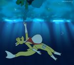  1girl anthro bandai_namco belly digimon dweevil female original_character pregnant reflection renamon shark solo swimming underwater 