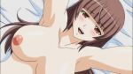 16:9 1girl animated animated_gif anime armpits blush bouncing_breasts breasts brown_hair ecchi female gif hentai ikuno_emiru large_breasts long_hair missionary nipples nozoki_ana nude sex smile