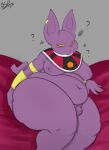  1girl alien anthro aspirantpill balls belly champa domestic_cat dragon_ball dragon_ball_super felid feline felis flaccid genitals high_res male male_only mammal moobs mostly_nude navel nipples overweight penis purple_body yellow_eyes 