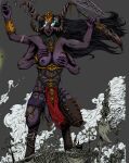  animal_legs artstation black_hair daemon daemon_girl demon_girl egor_klyuchnyk grabbing_own_breast horns knife long_hair multiple_arms pelvic_curtain purple_skin semi_nude slaanesh sword warhammer_(franchise) warhammer_40k warhammer_fantasy warhammer_online:_age_of_reckoning weapon 