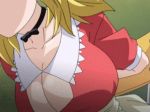 animated_gif arms_behind_back blonde_hair boin_lecture bounce bouncing_breasts bow bow_tie bowtie breasts choker cleavage cleavage_cutout fellatio female gif happoubi_jin huge_breasts lowres oral short_hair tsukushino_mitsugu waitress