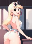 1girl 1girl 1girl ai_generated apron ass ass_focus blonde_hair breasts earrings female_only from_behind leni_loud looking_at_viewer losforry_custom naked_apron nickelodeon sideboob solo_female sunglasses sunglasses_on_head the_loud_house