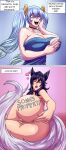  ahri ahri_(league_of_legends) big_breasts breasts huge_breasts justonehumanjoh league_of_legends riot_games sona sona_buvelle 