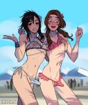 2_boys aerith_gainsborough androgynous black_hair breast_grab brown_hair crossdressing femboy final_fantasy genderswap genderswap_(ftm) ripushko rule_63 surprised swimsuit tifa_lockhart trap yaoi