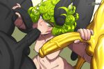  1girl 4boys big_penis black_sperm blush defeated_heroine fellatio golden_sperm group_fellatio group_masturbation group_sex huge_cock huge_penis interspecies looking_at_viewer one-punch_man short_hair size_comparison tatsumaki veiny_penis 