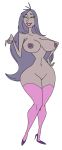  1girl 1girl arms big_breasts big_nipples breasts completely_nude completely_nude_female disney disney_villains female_only green_eyes grin hands high_heels hips legs lips lipstick long_hair looking_at_viewer madam_mim mrn1999 nipples nude nude_female purple_hair pussy smile stockings teeth the_sword_in_the_stone witch 