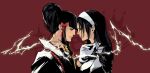  2_girls alluring artist_logo black_hair dress electricity fingerless_gloves from_side gloves hairband high_res jbstyle jun_kazama kazama_jun kazumi_mishima long_hair looking_at_another looking_at_viewer milf milfs mishima_kazumi multiple_girls namco profile red_background red_lips shirt tekken tekken_2 tekken_7 tekken_8 tekken_tag_tournament tekken_tag_tournament_2 trait_connection upper_body white_dress white_gloves white_hairband white_shirt 