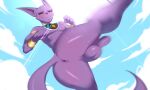  1girl anthro anus ass backsack balls beerus bodily_fluids boner bracelet deity dragon_ball dragon_ball_super erection feline felis fur genitals gold_jewelry high_res jewelry kick looking_at_viewer male male_only mammal no_nipples nude penis purple_body purple_fur purple_penis seniorseasalt sky smile sweat tail 