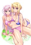  2_girls 2girls arched_back arm arm_support arms ass babe back bare_legs bare_shoulders barefoot big_breasts bikini blonde blonde_hair blue_bikini blue_eyes blush braid breast_press breasts charlotte_hazellink cleavage collarbone feet female friends front-tie_top hair_up heart large_breasts lavender_hair legs long_hair looking_at_viewer midriff multiple_girls navel neck panties pink_bikini pink_hair princess_lover purple_eyes purple_hair serious shiny shiny_hair shiny_skin short_hair side-tie_bikini silvia_van_hossen sitting smile swimsuit thong thong_bikini ueyama_michirou underboob underwear wariza yuri 