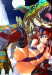 1girl bad_id boots breasts capcom dragon duplicate female helmet mimizo mimizou monster_hunter nipples spread_legs thigh_boots thighhighs tigrex tigrex_(armor) tongue