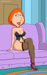  breasts corset crossed_legs erect_nipples_under_clothes family_guy high_heels jorgedani3l lois_griffin stockings thighs thong 