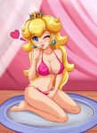 ;p bikini blonde_hair blue_eyes breasts long_hair nintendo one_eye_closed princess_peach sigurd_hosenfeld sigurdhosenfeld smile solo super_mario_bros. swimsuit tongue tongue_out wink