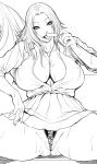  bleach breasts chinbotsu large_breasts long_hair matsumoto_rangiku monochrome pubic_hair school_uniform skirt spread_legs 