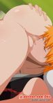 bleach cropped_image dkir kurosaki_ichigo male male_focus oral orange_hair