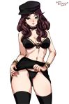  1girl big_breasts bikini black_bikini black_bikini_top bracelet bracelets brown_hair choker dorothea_arnault earring earrings female_focus female_only fire_emblem fire_emblem:_three_houses garreg_mach_monastery_uniform green_eyes hat lifted_by_self long_hair mina_cream minacream nintendo pale-skinned_female pale_skin skirt skirt_lift skirt_pull solo_female solo_focus stockings tagme thick_thighs upskirt video_game_character video_game_franchise 