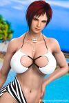  abs alluring athletic_female beach big_breasts bikini cleavage dead_or_alive deep_cleavage female_abs fit fit_female mila mila_(doa) patreon_username red_hair swimsuit tb25 tecmo 