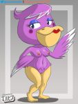  animal_crossing anthro breasts digital_media_(artwork) fanart furry jackintaro lipstick makeup nintendo nipples nude pelican phyllis_(animal_crossing) purple_body pussy 