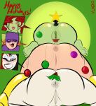  3_girls anus ass ass_focus ass_stack barbara_gordon batgirl big_ass blue_eyes blush boots bubble_butt cartoon_network christmas christmas_ornaments clown dc_comics dc_super_hero_girls dc_super_hero_girls_(2019) feet female_only green_eyes green_skin grin happy_holidays harley_quinn long_hair mask mistletoe orange_hair poison_ivy pussy red_hair sexy sexy_ass smile star_ornament tears vlado white_skin young_adult 