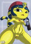 animal_crossing ankha black_eyes blue_hair breasts catgirl egyptian jackintaro nipples nude pussy yellow_fur