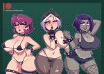 1girl 3_girls absurd_res big_breasts breasts collar crossover dc_comics female_only gaz_membrane high_res invader_zim looking_at_viewer noctz one_eye_closed panties raven_(dc) rogue short_hair teen_titans wide_hips x-men