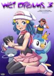  ash_ketchum bbmbbf camera comic cover_page dawn_(pokemon) glameow hikari hikari_(pokemon) nintendo palcomix pikachu piplup pokemon pokepornlive satoshi satoshi_(pokemon) wet_dreams_3 