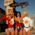 breasts mbirdcz power_girl superheroine trio wonder_woman