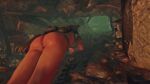  3d_(artwork) gif lara_croft maned_wolf nude playstation shadow_of_the_tomb_raider shiny_skin sniffing sweating tomb_raider 