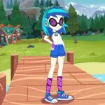 equestria_girls equestria_girls_legend_of_everfree stretching tagme undressing vinyl_scratch vinyl_scratch_(eg) vinyl_scratch_(mlp) webm