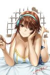  1girl alluring ass bare_legs brown_eyes brown_hair chai_xianghua cleavage clothed m.m on_bed project_soul soul_calibur soul_calibur_ii soul_calibur_iii soul_calibur_vi xianghua 