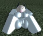 1girl 2018 anus big_breasts blue_nipples blue_pussy blue_skin blush breasts corliss female_only gray_hair grena grey_hair hair_over_one_eye horns laying_down nude pussy roblox spread_legs tongue_out