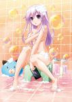  barefoot bath bathing blush breasts bubble censored choujigen_game_neptune convenient_censoring covering covering_breasts covering_crotch dogoo female legs nepgear neptune_(series) nude nyantype official_art purple_eyes purple_hair shower sitting slime soap_bubbles solo solo_focus washing 