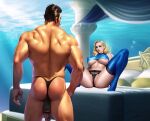 1boy 1girl big_breasts blonde_hair blue_eyes breasts marvel muscular muscular_male namor sue_storm