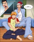  3boys abarai_renji bleach caught cum ejaculation gninrom handjob isshin_kurosaki kurosaki_ichigo kurosaki_isshin male male/male male_only masturbation nosebleed renji_abarai yaoi 