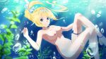 air_bubble alice_schuberg alice_zuberg alluring blonde_hair blue_eyes breasts bubble completely_nude female_frontal_nudity female_nudity high_heels lake nipples nude nude_filter plant skinny_dipping smile swimming sword_art_online sword_art_online:_alicization third-party_edit underwater voluptuous