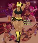 1girl 5girls blackfire dc_comics dialogue evil_raccoon fight fighting heroine jinx madame_rouge multiple_girls nya-nya pantha ripped_pantyhose sex_toy teen_titans teen_titans:_trouble_in_tokyo thighs_grab villain wrestler wrestling wrestling_ring