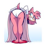 1girl amy_rose anthro dress dress_lift flashing furry hedgehog mooning mythabyss panties sega skirt_lift sonic_the_hedgehog_(series) sonic_x underwear updress upskirt white_panties white_underwear