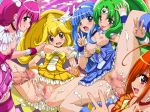  5girls :p ahoge aoki_reika blonde_hair blue_eyes blue_hair blue_skirt blush bow breasts censored choker cleavage cum cum_in_pussy cum_inside cure_beauty cure_happy cure_march cure_peace cure_sunny double_v female fingernails futa_with_female futanari green_eyes green_hair hino_akane hino_akane_(smile_precure!) hoshizora_miyuki kise_yayoi lolita_channel long_hair looking_at_viewer looking_back midorikawa_nao multiple_girls multiple_penises nipple_tweak nipples no_panties open_mouth penis pink_eyes pink_hair ponytail precure pussy red_eyes red_hair saliva saliva_trail sex skirt smile smile_precure! spread_legs tears tongue tongue_out underboob v vaginal veins veiny_penis very_long_hair yellow_bow yellow_eyes 