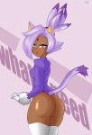 1girl 1girl ass blaze_the_cat cat_ears cat_tail dark-skinned_female dark_skin gijinka looking_back protoscene sega sega solo_female solo_focus sonic tail