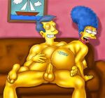 big_penis cheating cheating_wife couch cowgirl_position feet lipstick marge_simpson seymour_skinner smile tattoo the_simpsons